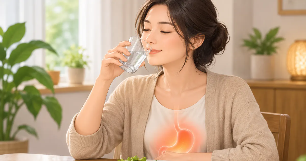 Tư thế ngồi thẳng và uống từng ngụm nước khi buồn nôn do trào ngược