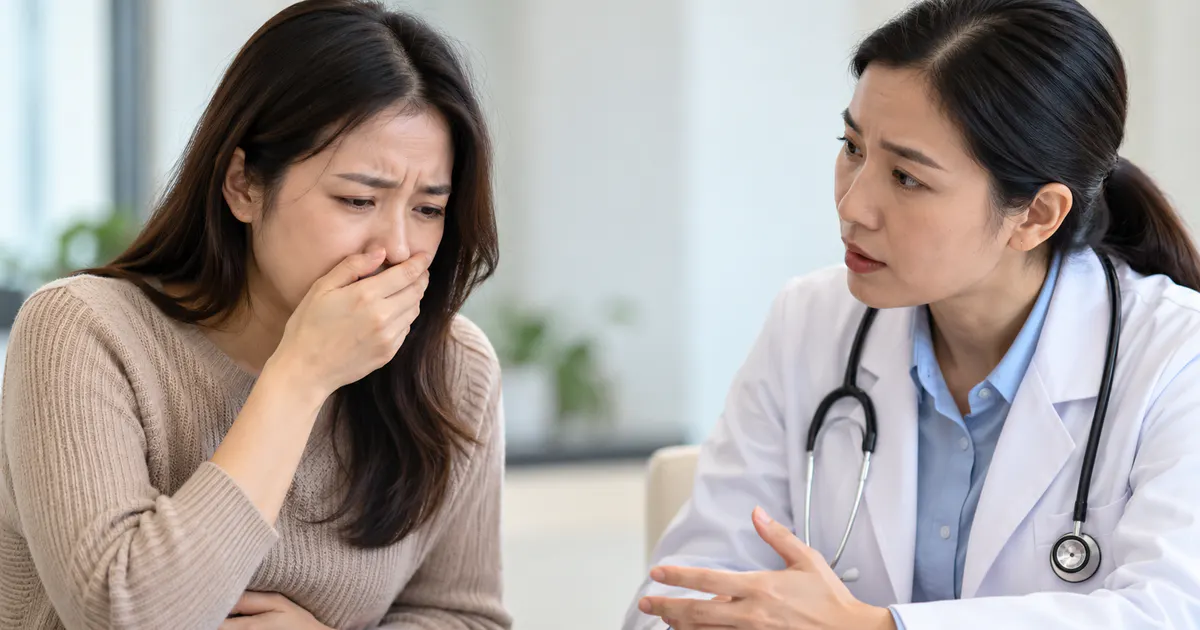 Người bệnh trao đổi với nhân viên y tế về buồn nôn và trào ngược