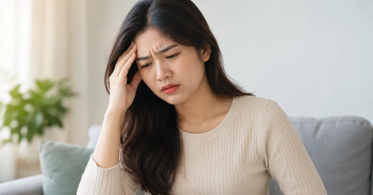 Người bệnh theo dõi đồng thời đau đầu và khó chịu vùng thượng vị để nhận biết dấu hiệu cần khám
