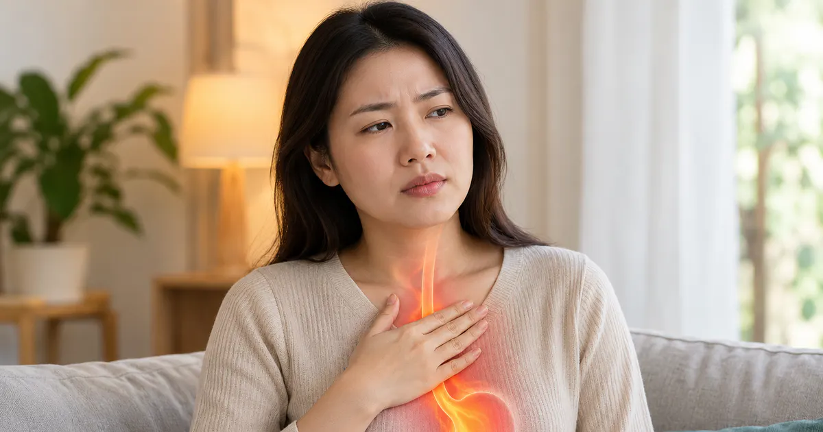 Người trưởng thành đang tìm hiểu trào ngược dạ dày độ A trong tư thế ngồi thoải mái