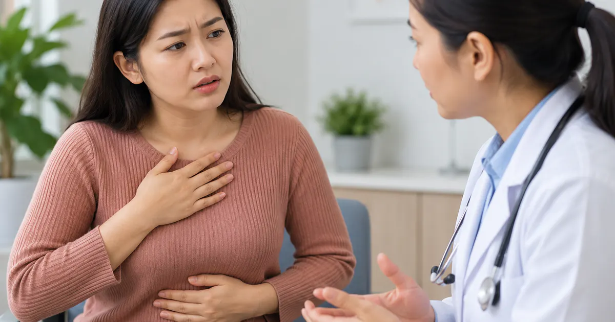 Người bệnh trao đổi với nhân viên y tế về theo dõi trào ngược dạ dày