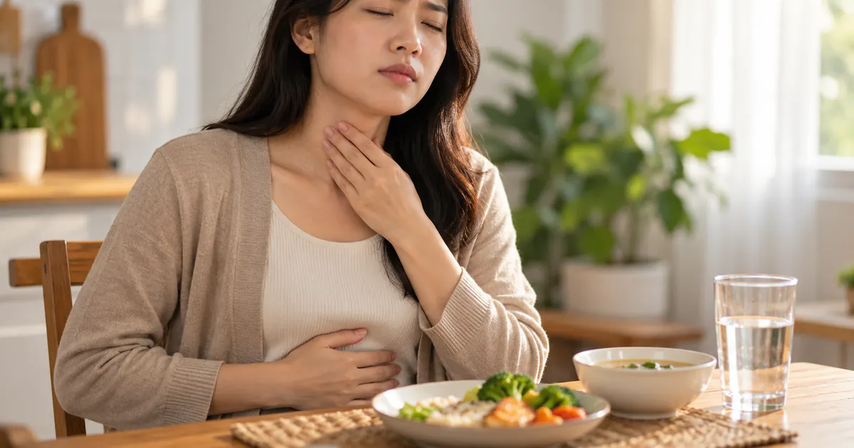 Tư thế ngồi thẳng và uống nước giúp giảm kích ứng họng do trào ngược