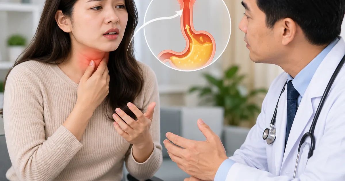 Người bệnh trao đổi với nhân viên y tế khi triệu chứng trào ngược kéo dài