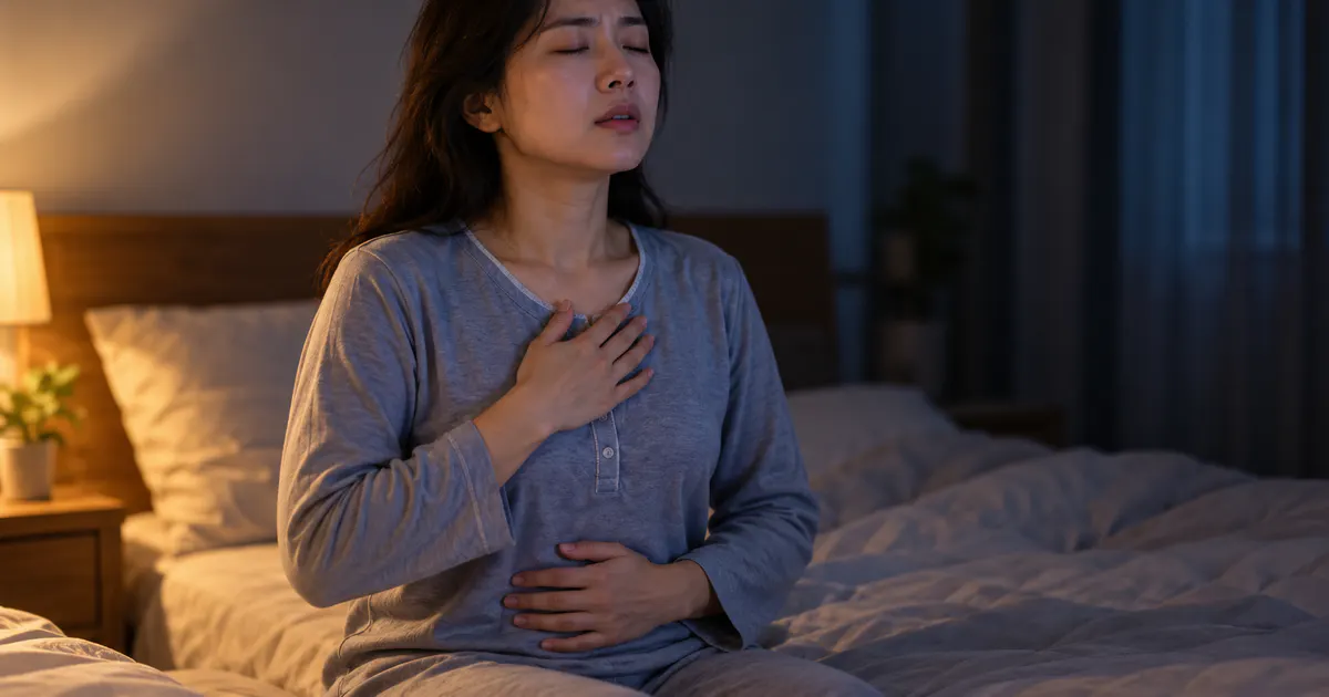 Người ngồi thẳng và thở chậm khi tỉnh giấc vì khó thở