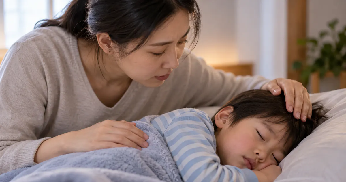 Cha mẹ theo dõi trẻ sau khi cơn co giật do sốt dừng lại
