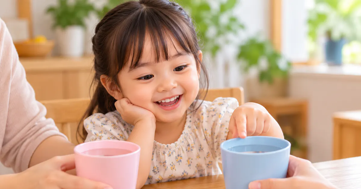 Trẻ lựa chọn cốc nước đơn giản để tập uống mà không bị ép buộc
