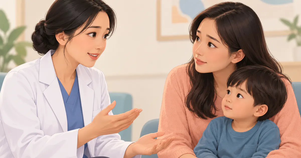 Cha mẹ trao đổi với bác sĩ về vitamin D và táo bón ở trẻ