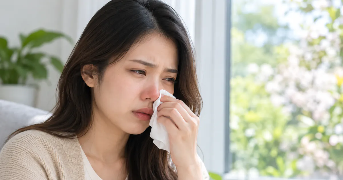 Người phụ nữ trị viêm mũi dị ứng tại nhà bằng vệ sinh mũi an toàn