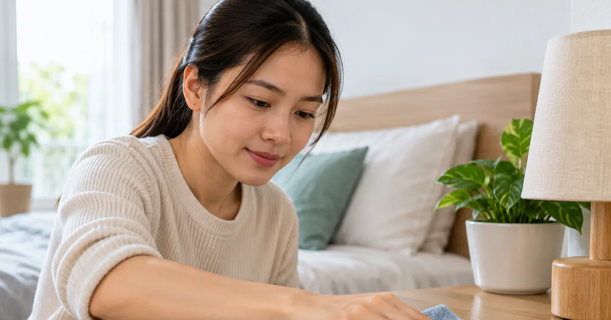 Vệ sinh bề mặt phòng ngủ để giảm bụi và dị nguyên gây viêm mũi