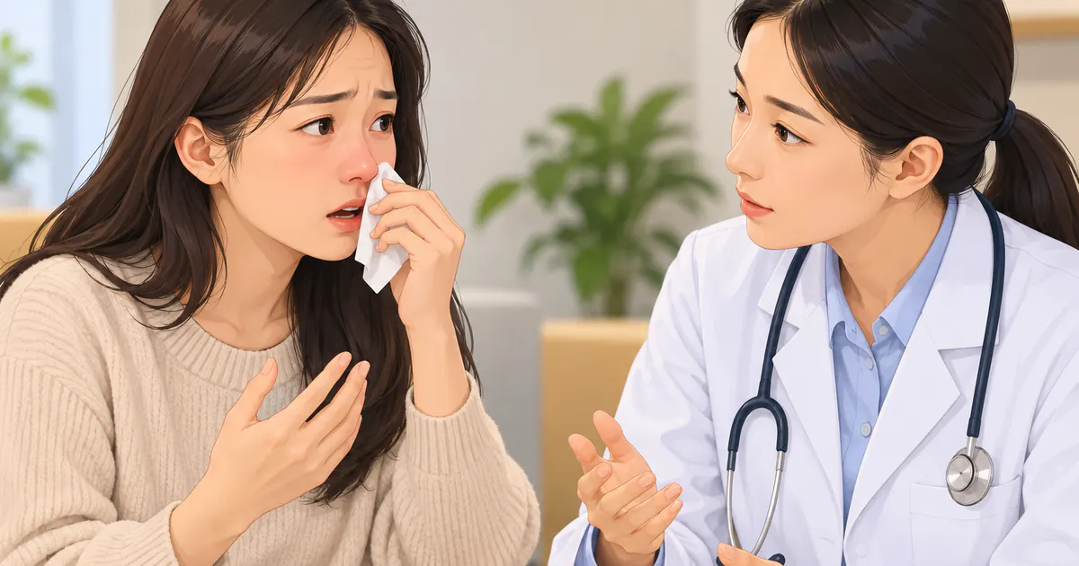 Người bệnh trao đổi với nhân viên y tế khi triệu chứng viêm mũi dị ứng kéo dài