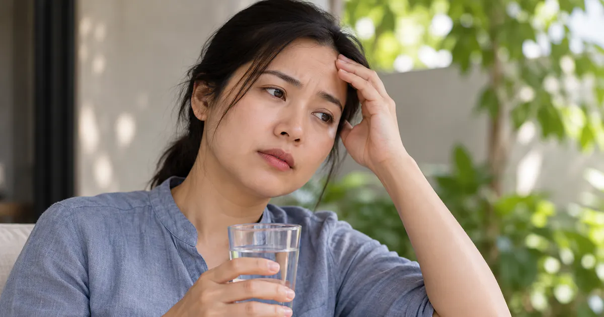 Người trưởng thành nghỉ ngơi và uống nước khi có dấu hiệu thiếu nước