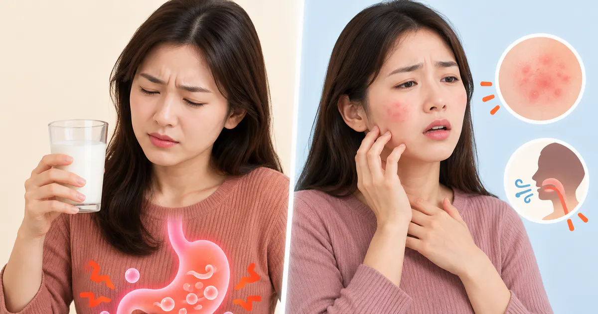 Minh họa phân biệt không dung nạp lactose với dị ứng sữa