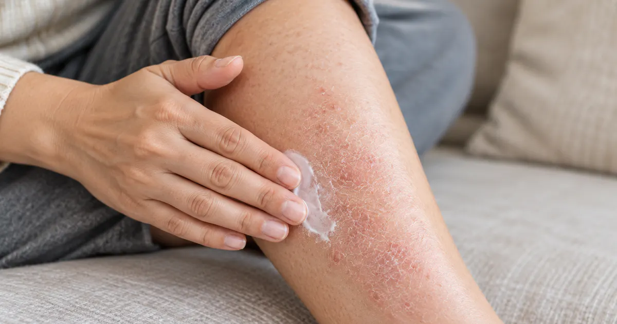 Cận cảnh vùng chân được chăm sóc khi bị viêm da cơ địa ở chân