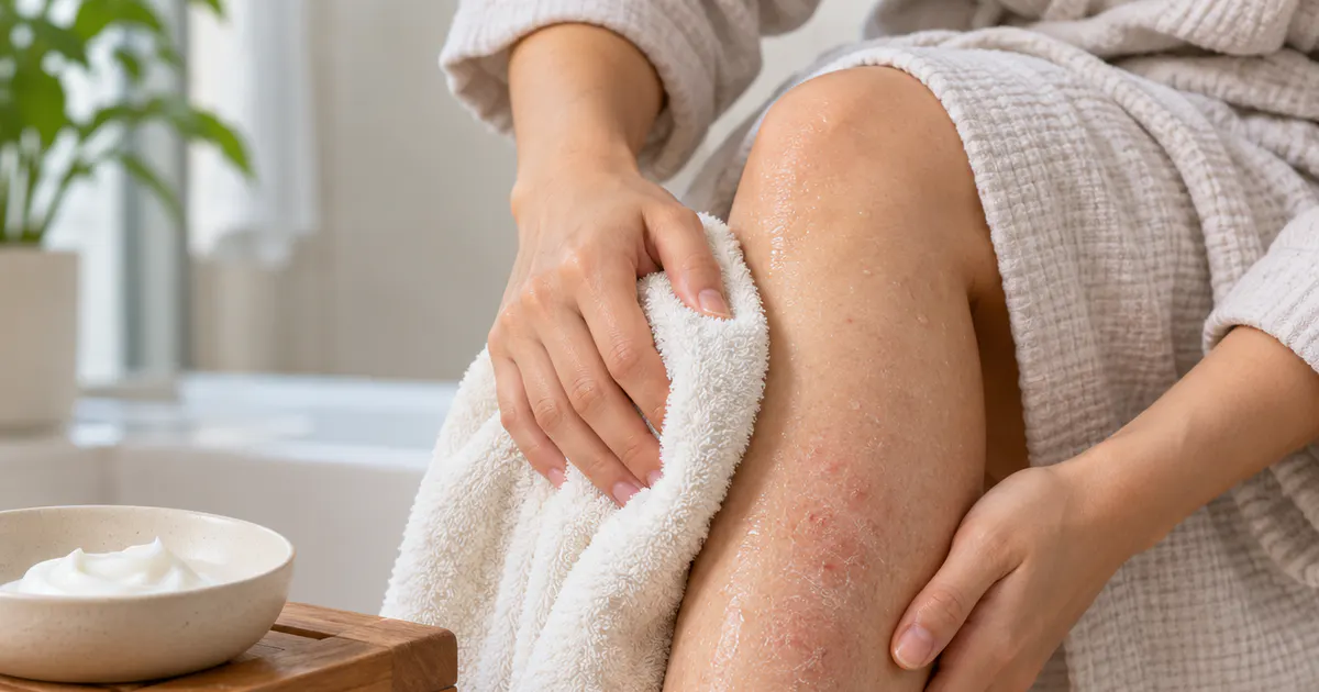 Chăm sóc nhẹ nhàng và lau khô da chân sau khi tắm