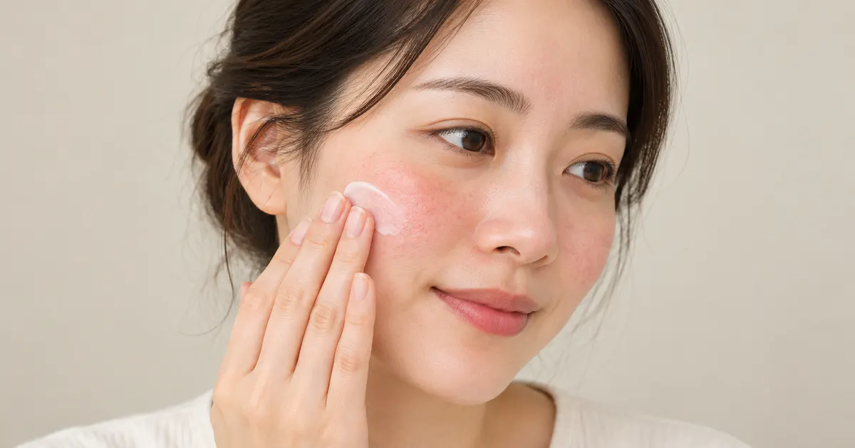 Minh họa thao tác dưỡng ẩm dịu nhẹ cho da mặt nhạy cảm