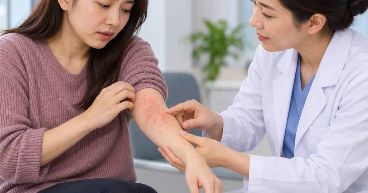 Người bệnh trao đổi với bác sĩ khi tổn thương da cần được khám