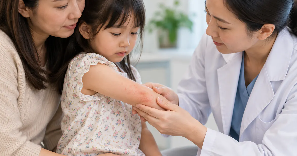 Bác sĩ thăm khám vùng da tổn thương ở trẻ khi có dấu hiệu cần đánh giá