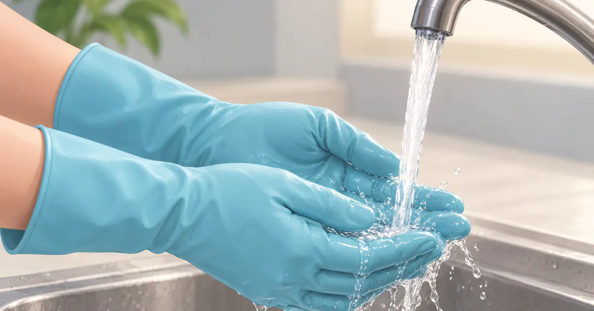 Minh họa đôi tay được bảo vệ khi tiếp xúc chất tẩy rửa