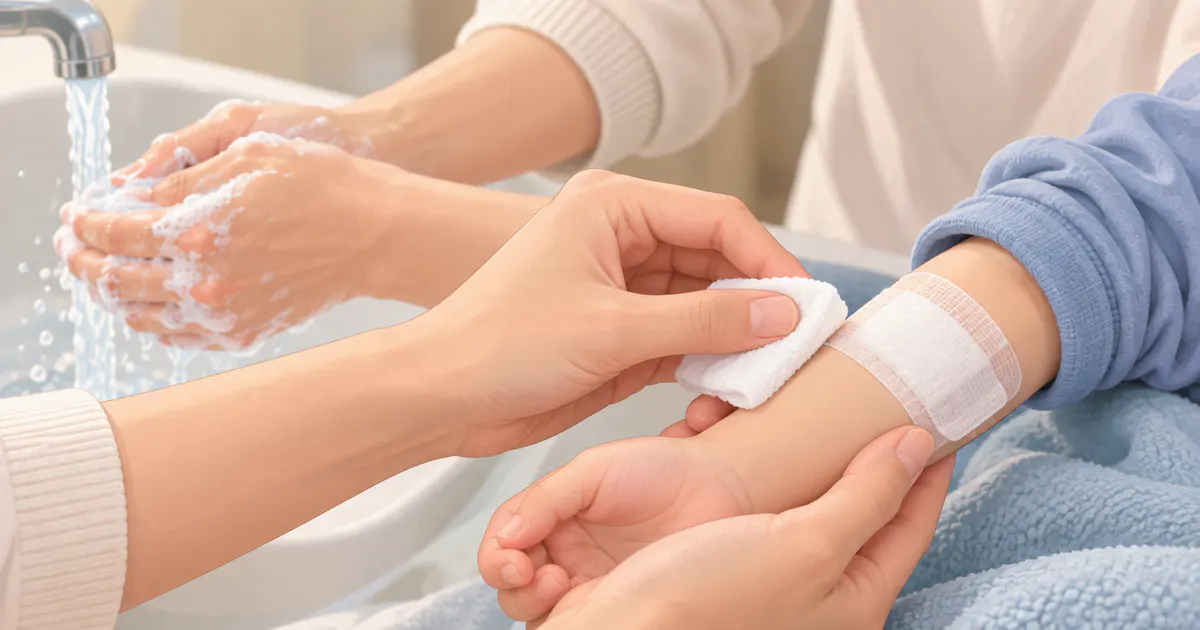 Vệ sinh tay và chăm sóc nhẹ vùng da tổn thương của trẻ tại nhà