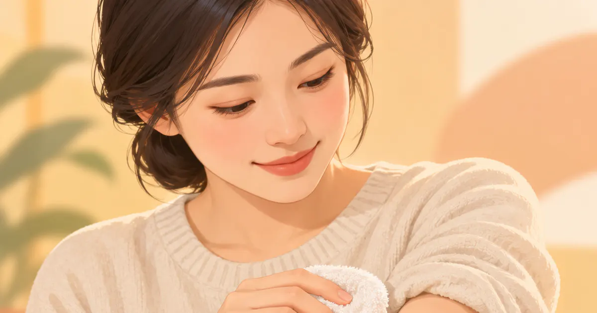 Minh họa lau khô nhẹ và dưỡng ẩm cho vùng da nhạy cảm