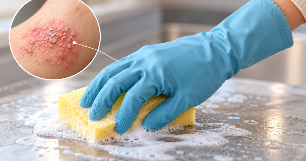 Minh họa bảo vệ tay để phòng tái phát viêm da tiếp xúc bội nhiễm