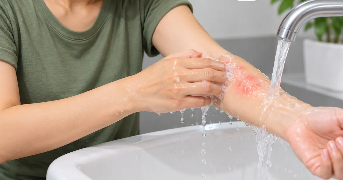 Rửa nhẹ vùng da sau khi tiếp xúc với côn trùng