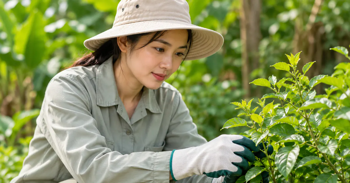 Mặc quần áo che phủ da khi làm vườn để hạn chế côn trùng tiếp xúc