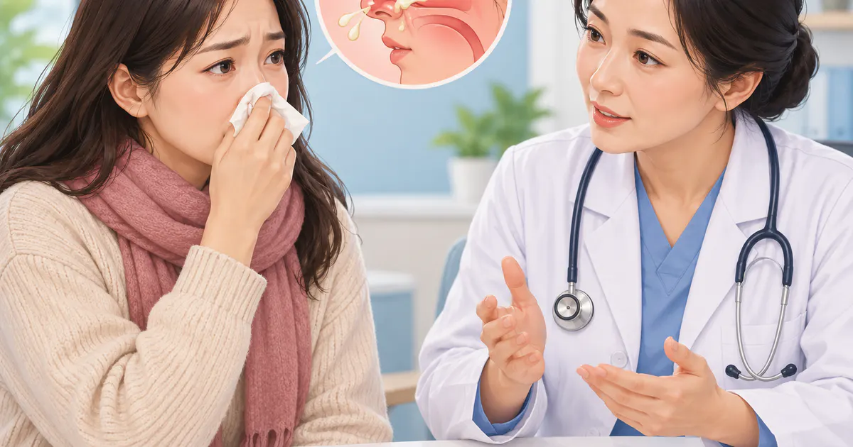 Người bệnh trao đổi với bác sĩ khi triệu chứng viêm mũi kéo dài