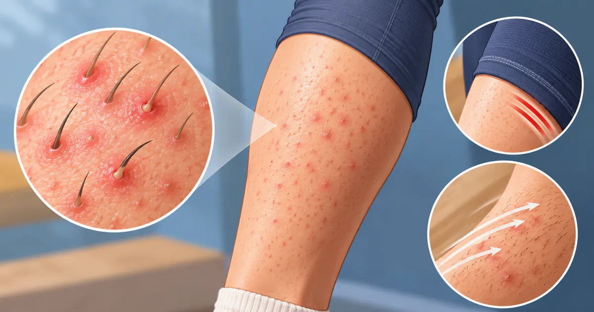Minh họa ma sát và cạo lông có thể góp phần gây viêm nang lông ở bắp chân