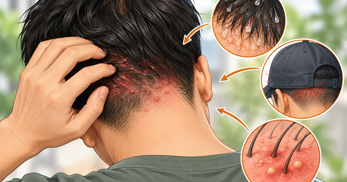 Minh họa các yếu tố có thể gây viêm nang lông ở đầu