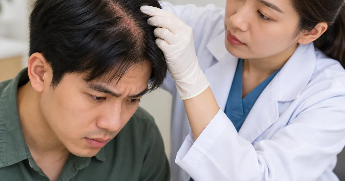 Người bệnh trao đổi với bác sĩ khi viêm nang lông ở đầu kéo dài