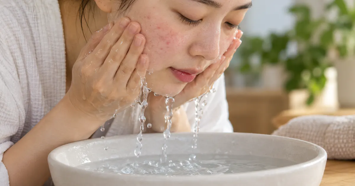 Rửa mặt nhẹ nhàng khi chăm sóc viêm nang lông ở mặt