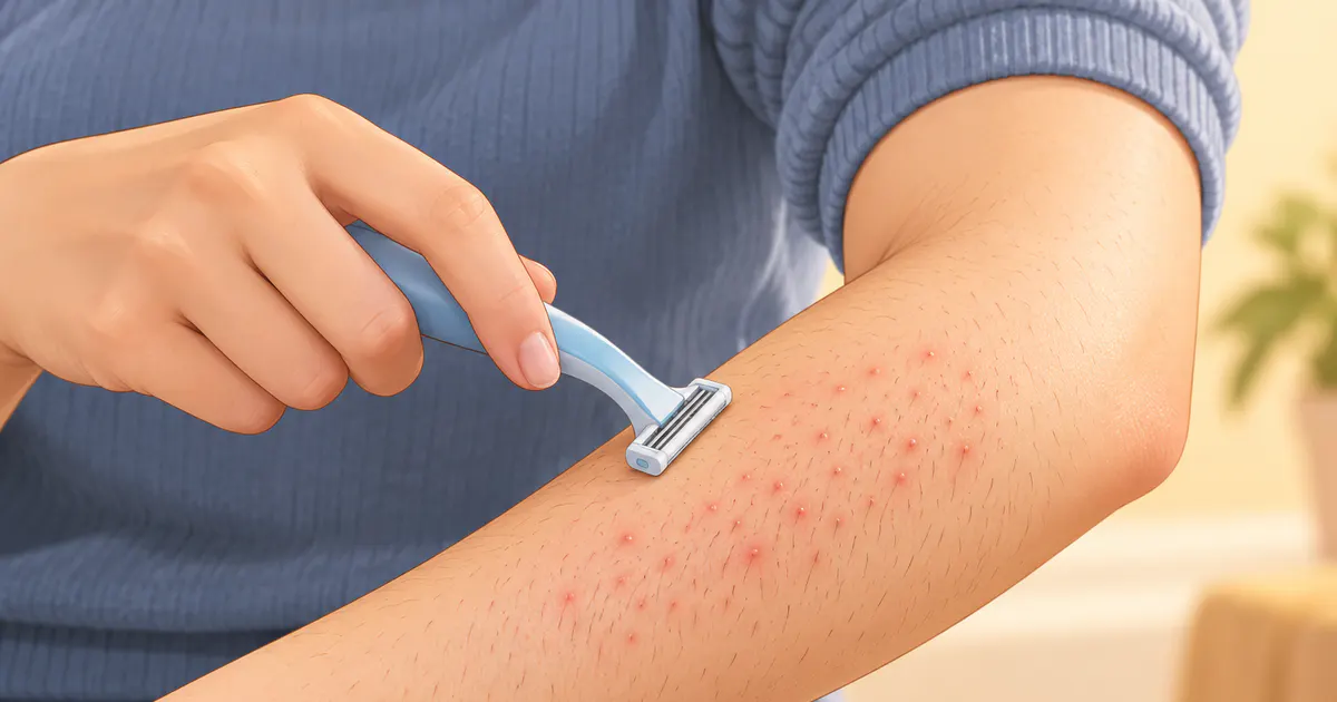 Minh họa kích ứng quanh nang lông sau khi cạo lông tay