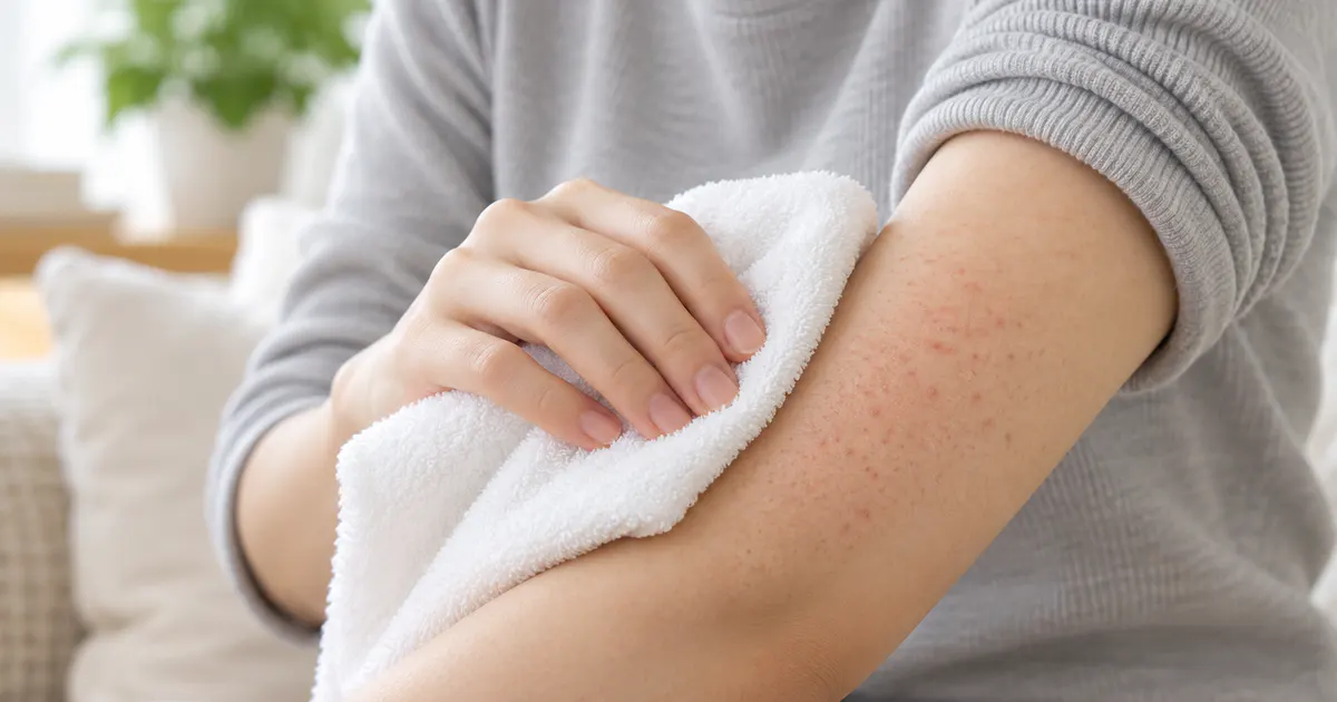 Chăm sóc nhẹ nhàng vùng tay có nốt viêm nang lông