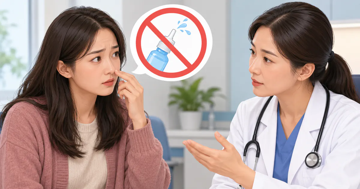 Người bệnh trao đổi với nhân viên y tế khi xịt rửa mũi gây khó chịu